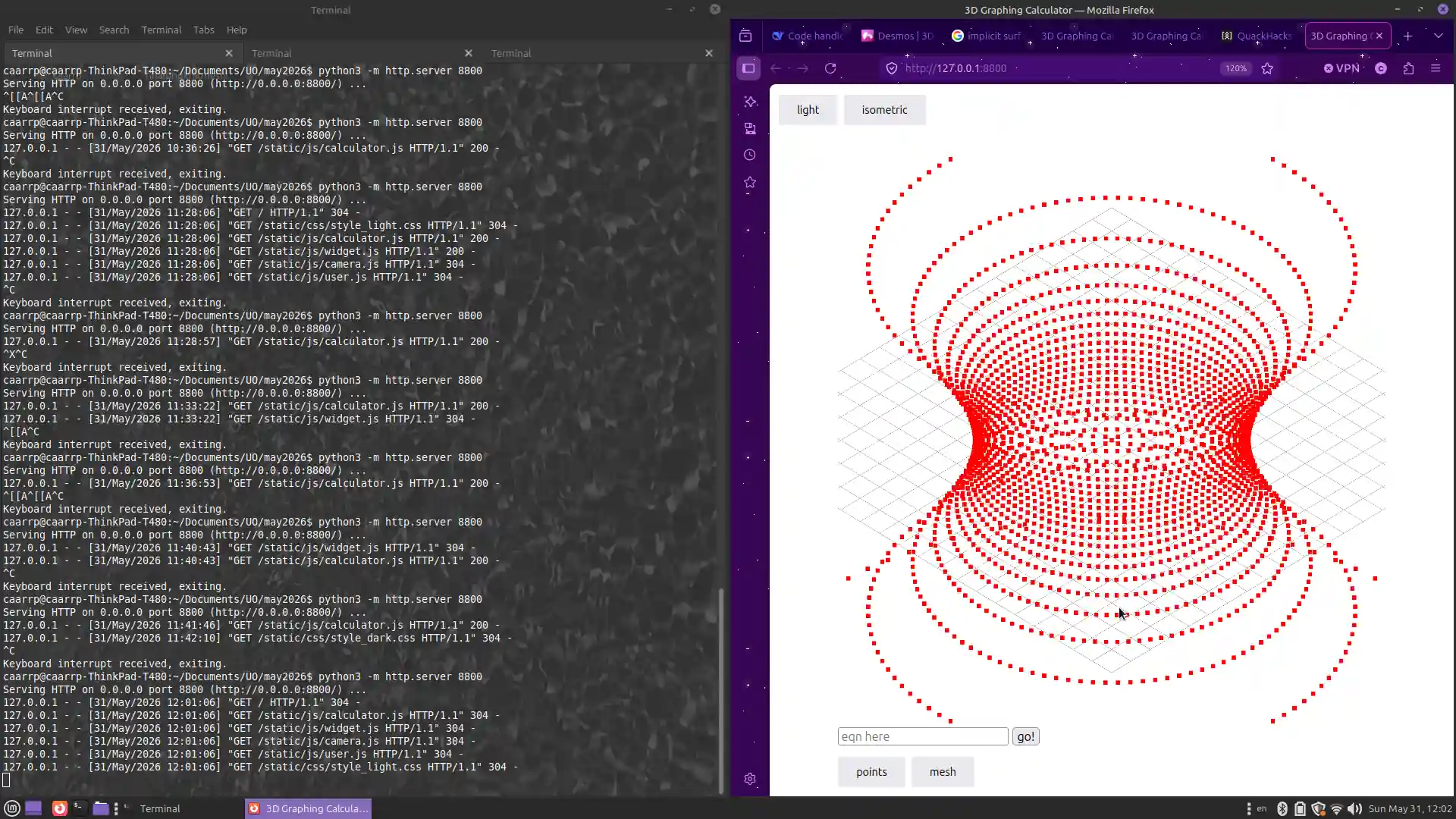 3D graphing calculator preview